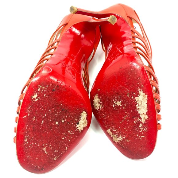 🌷❤️‍🔥FINAL SALE 🔥 NO OFFERS🌷💥Christian Louboutin Orange Leather Heel 36 - Picture 7 of 9